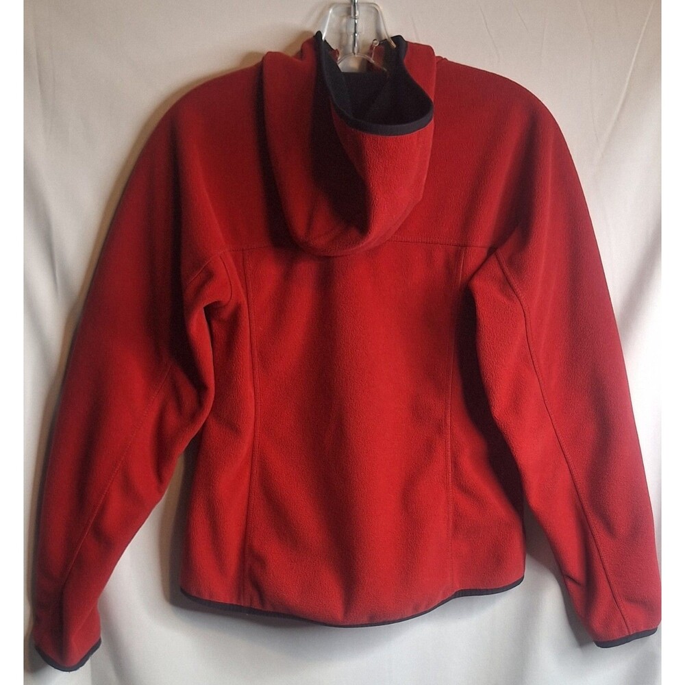 LL Bean Women S Jacket Soft Shell Red Black Trim Hooded Full Zip Outdoor Vintage - Picture 7 of 14